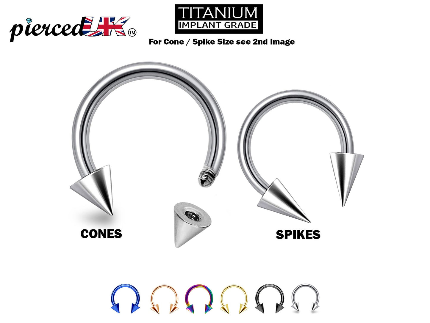 Titanium Nose Ring, Spike Septum Ring - 18G, 16G, 14G - Sizes 6mm to 16mm - Piercing for Nose, Eyebrow, Ears, Lip Ring, Nipple, Cartilage.