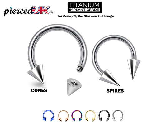 Titanium Nose Ring, Spike Septum Ring - 18G, 16G, 14G - Sizes 6mm to 16mm - Piercing for Nose, Eyebrow, Ears, Lip Ring, Nipple, Cartilage.