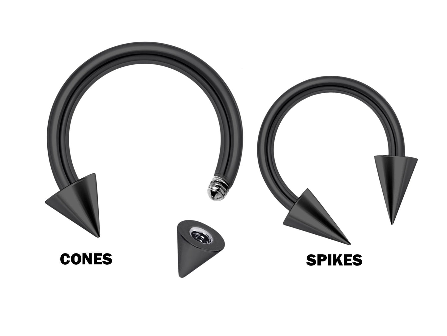 Titanium Nose Ring, Spike Septum Ring - 18G, 16G, 14G - Sizes 6mm to 16mm - Piercing for Nose, Eyebrow, Ears, Lip Ring, Nipple, Cartilage.