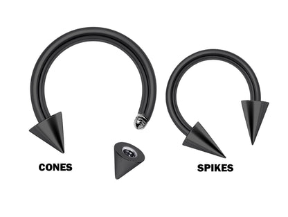 Titanium Nose Ring, Spike Septum Ring - 18G, 16G, 14G - Sizes 6mm to 16mm - Piercing for Nose, Eyebrow, Ears, Lip Ring, Nipple, Cartilage.