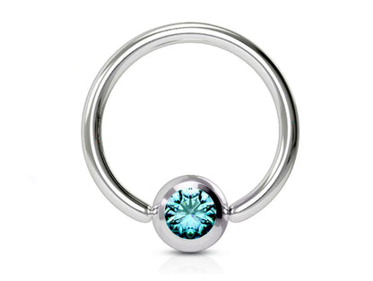 Titanium Nose Ring, Captive Ball Earrings – Ball Closure Ball with Dimple Gem Ball - Piercing for Septum, Eyebrow, Nipple, Lip and More