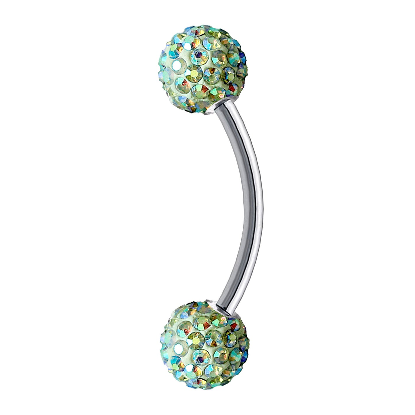 Titanium Daith Earring, Daith Piercing - Curved Barbell Piercing with Multi Crystal Ball - Piercing for Eyebrow, Ear, Belly Ring etc.