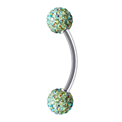 Titanium Daith Earring, Daith Piercing - Curved Barbell Piercing with Multi Crystal Ball - Piercing for Eyebrow, Ear, Belly Ring etc.