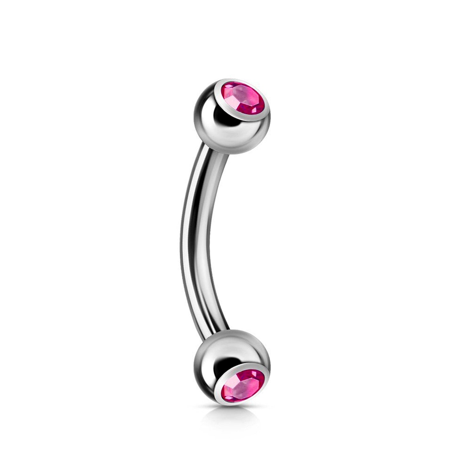 Titanium Curved Barbell, Daith Piercing- Double Jeweled Bent Barbell - 18g 16g 14g - Piercing for belly ring, Ear, Tragus, Helix