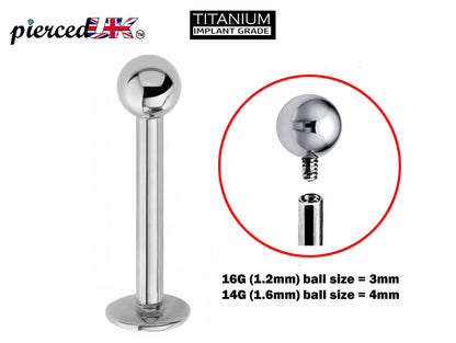 Titanium Labret Stud, Labret Earrings – Internally threaded labret – 16g 14g Labret Piercing for Lip, Chin and More