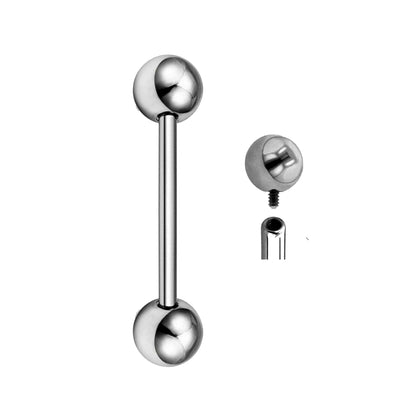 Barbell Piercing, Internally Threaded Barbell – 18g, 16g, 14g – Piercing for Tongue, Nipple Piercing, Ear, Tragus, Helix and More