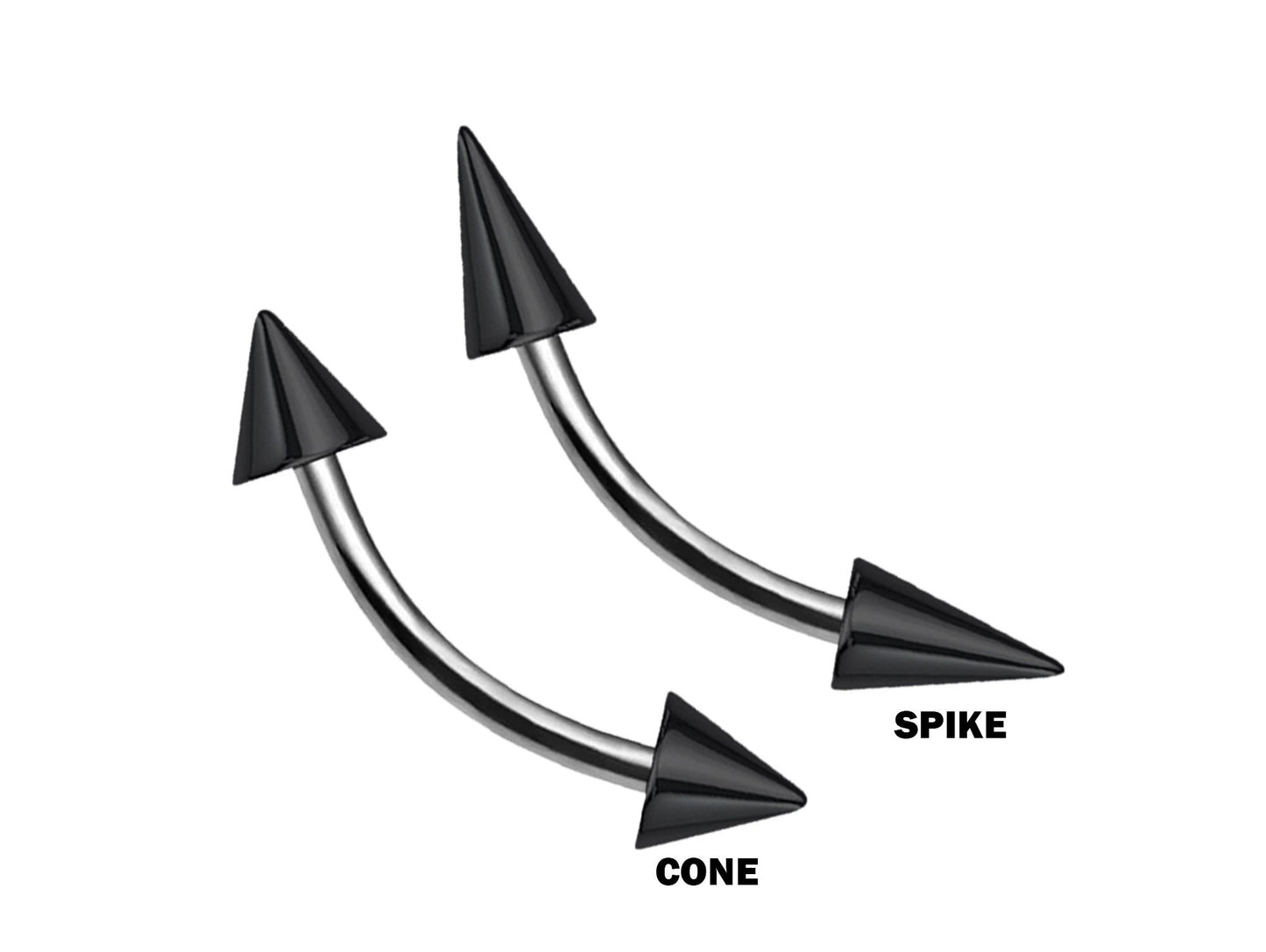 Titanium Curved barbell, Vertical Labret Piercing – Spike  Cones Bent Barbell for Lip Jewelry Lip Piercing with Color Spikes