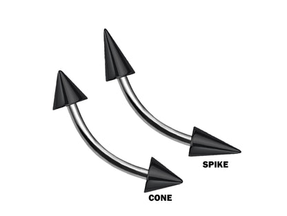 Titanium Curved barbell, Vertical Labret Piercing – Spike  Cones Bent Barbell for Lip Jewelry Lip Piercing with Color Spikes