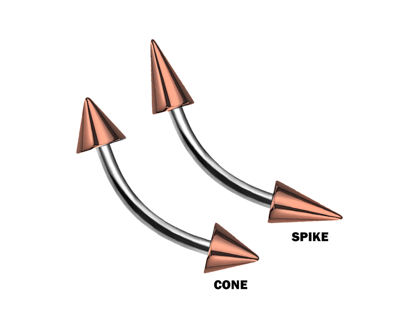 Titanium Curved barbell, Vertical Labret Piercing – Spike  Cones Bent Barbell for Lip Jewelry Lip Piercing with Color Spikes