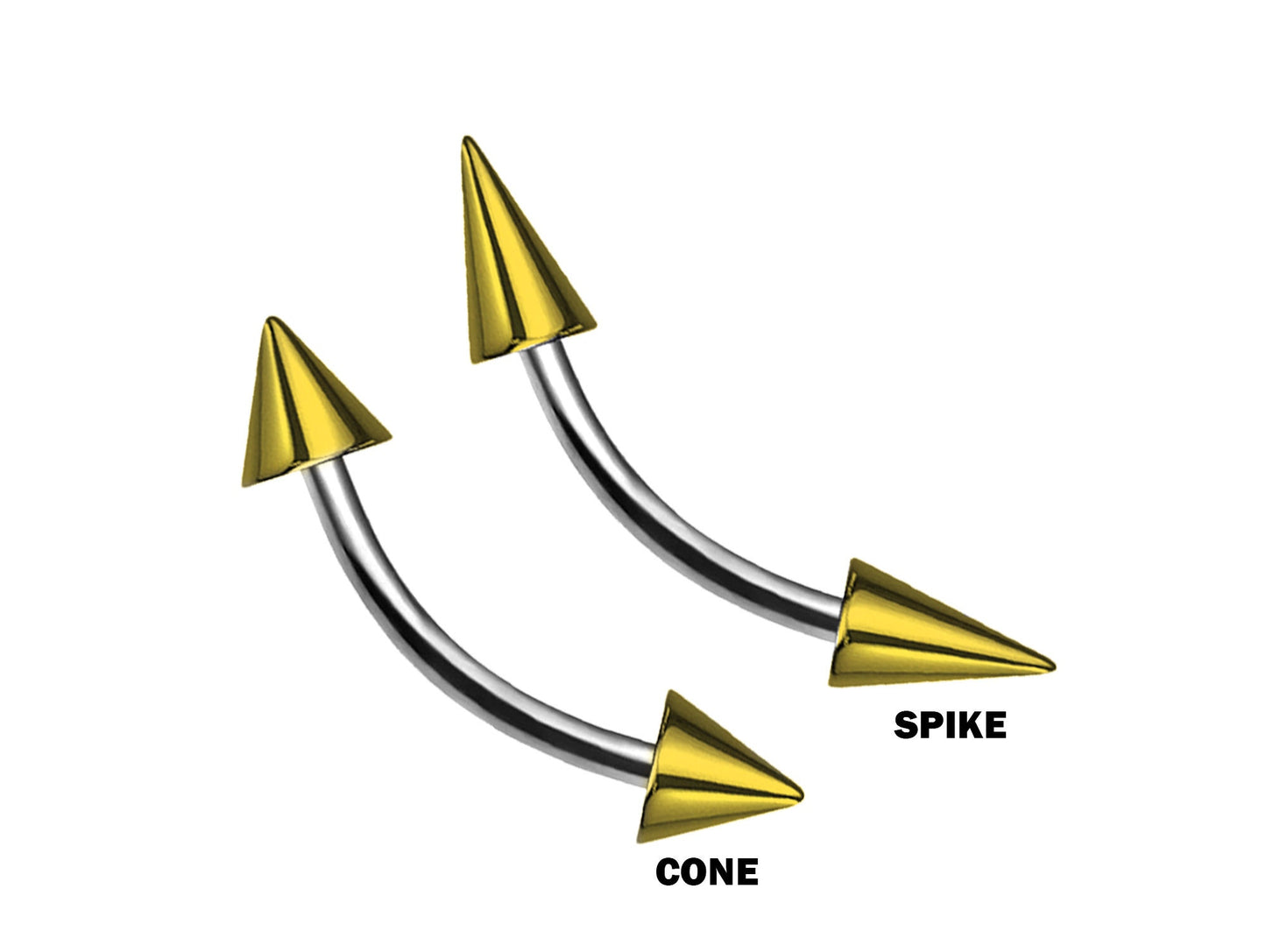 Titanium Curved barbell, Vertical Labret Piercing – Spike  Cones Bent Barbell for Lip Jewelry Lip Piercing with Color Spikes
