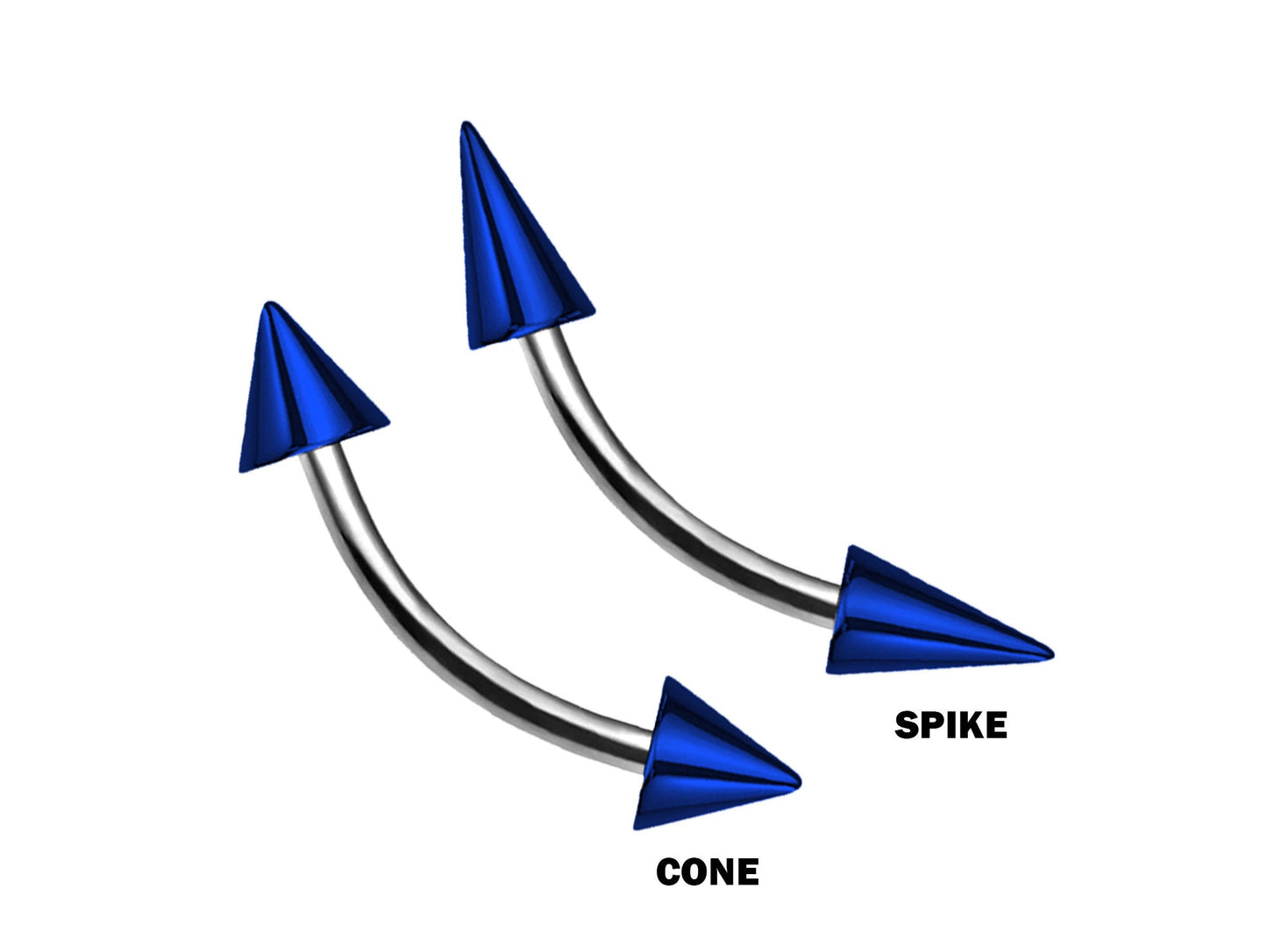 Titanium Curved barbell, Vertical Labret Piercing – Spike  Cones Bent Barbell for Lip Jewelry Lip Piercing with Color Spikes