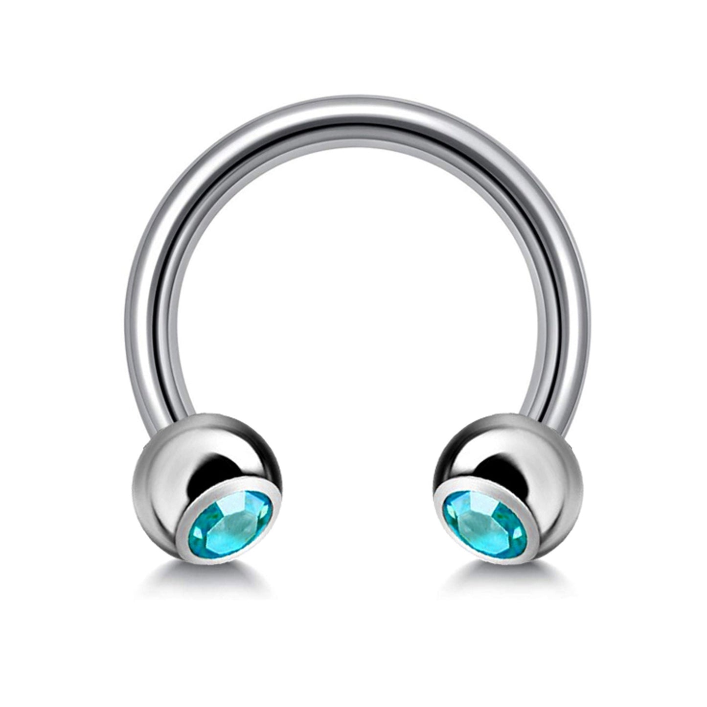 Horseshoe Barbell, Circular Barbell with Gem Balls - 18g 16g 14g - Sizes 6mm to 16mm - Piercing for Nose, Eyebrow, Ears, Lip Ring, Nipple.