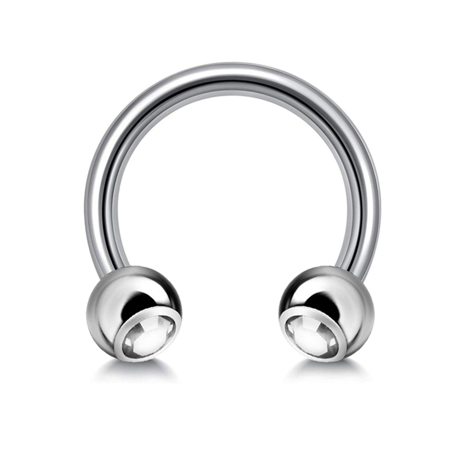 Horseshoe Barbell, Circular Barbell with Gem Balls - 18g 16g 14g - Sizes 6mm to 16mm - Piercing for Nose, Eyebrow, Ears, Lip Ring, Nipple.