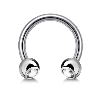 Horseshoe Barbell, Circular Barbell with Gem Balls - 18g 16g 14g - Sizes 6mm to 16mm - Piercing for Nose, Eyebrow, Ears, Lip Ring, Nipple.