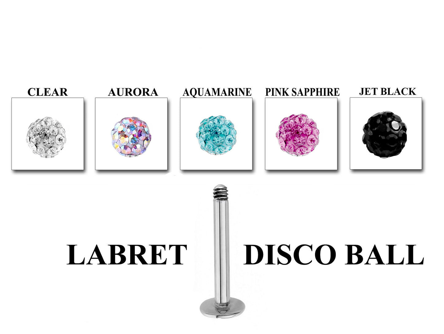 Titanium Labret Studs - Customize Labret Lip Piercing in 16g / 14g - Spike - Gem Ball - Multi Stone - Disco Ball - Plain Ball.