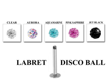 Titanium Labret Studs - Customize Labret Lip Piercing in 16g / 14g - Spike - Gem Ball - Multi Stone - Disco Ball - Plain Ball.