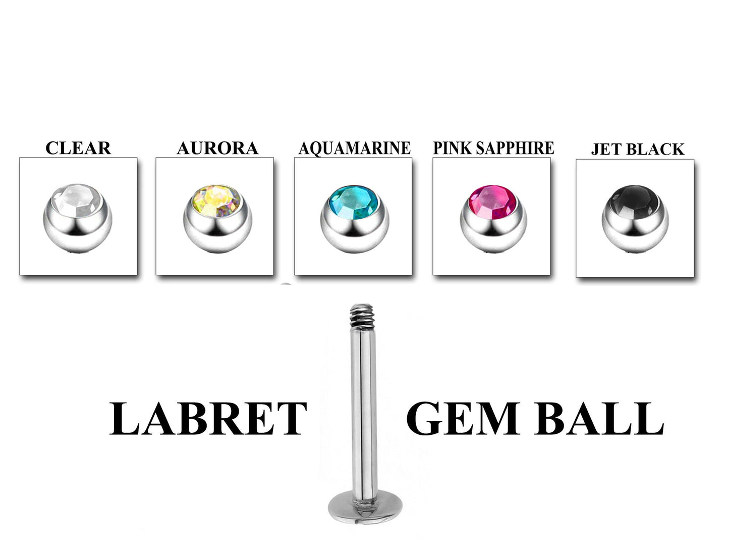 Titanium Labret Studs - Customize Labret Lip Piercing in 16g / 14g - Spike - Gem Ball - Multi Stone - Disco Ball - Plain Ball.