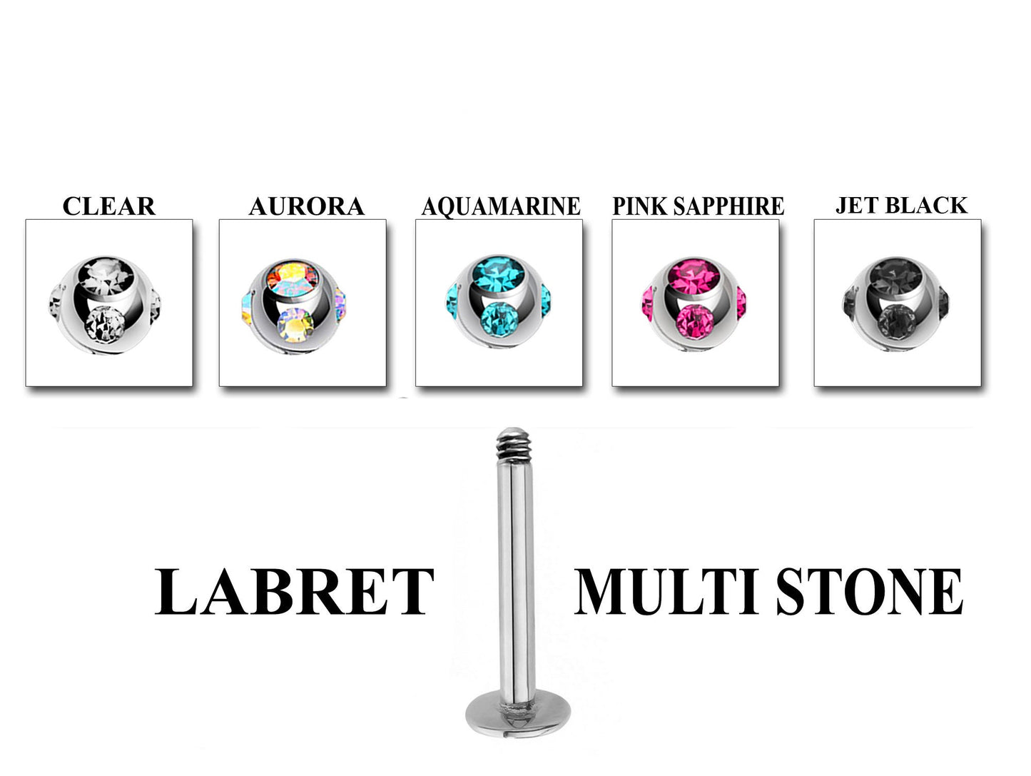 Titanium Labret Studs - Customize Labret Lip Piercing in 16g / 14g - Spike - Gem Ball - Multi Stone - Disco Ball - Plain Ball.