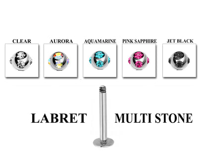 Titanium Labret Studs - Customize Labret Lip Piercing in 16g / 14g - Spike - Gem Ball - Multi Stone - Disco Ball - Plain Ball.