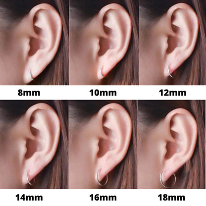 Huggie Hoop Earrings Silver - Set of 3 Pairs Hoop Earrings for Women - Comes in Sizes of 14mm, 16mm and 18mm - Silver, Gold, Rose Gold