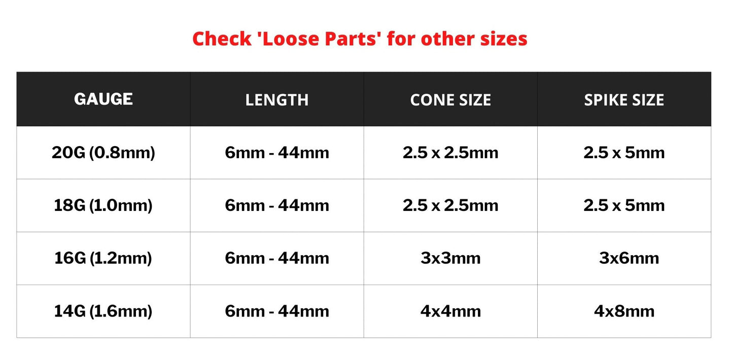 Cone Barbell Industrial Piercing – 18g, 16g, 14g (1.0, 1.2 & 1.6mm) Straight Barbell with Cone– Nipple, Cartilage, Ear Pierce