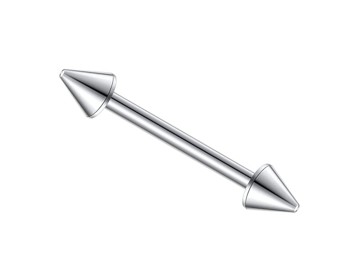 Cone Barbell Industrial Piercing – 18g, 16g, 14g (1.0, 1.2 & 1.6mm) Straight Barbell with Cone– Nipple, Cartilage, Ear Pierce