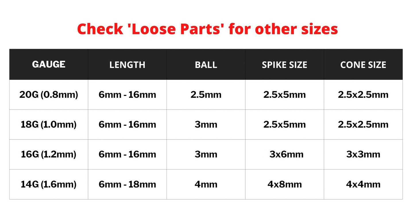 Titanium Nipple Jewelry BallConeSpike Barbell Industrial Bar, Nose Bridge, Nipple Barbell, Cartilage, Helix Barbell - 18G 16G 14G