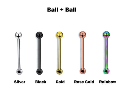 Titanium Nipple Jewelry BallConeSpike Barbell Industrial Bar, Nose Bridge, Nipple Barbell, Cartilage, Helix Barbell - 18G 16G 14G
