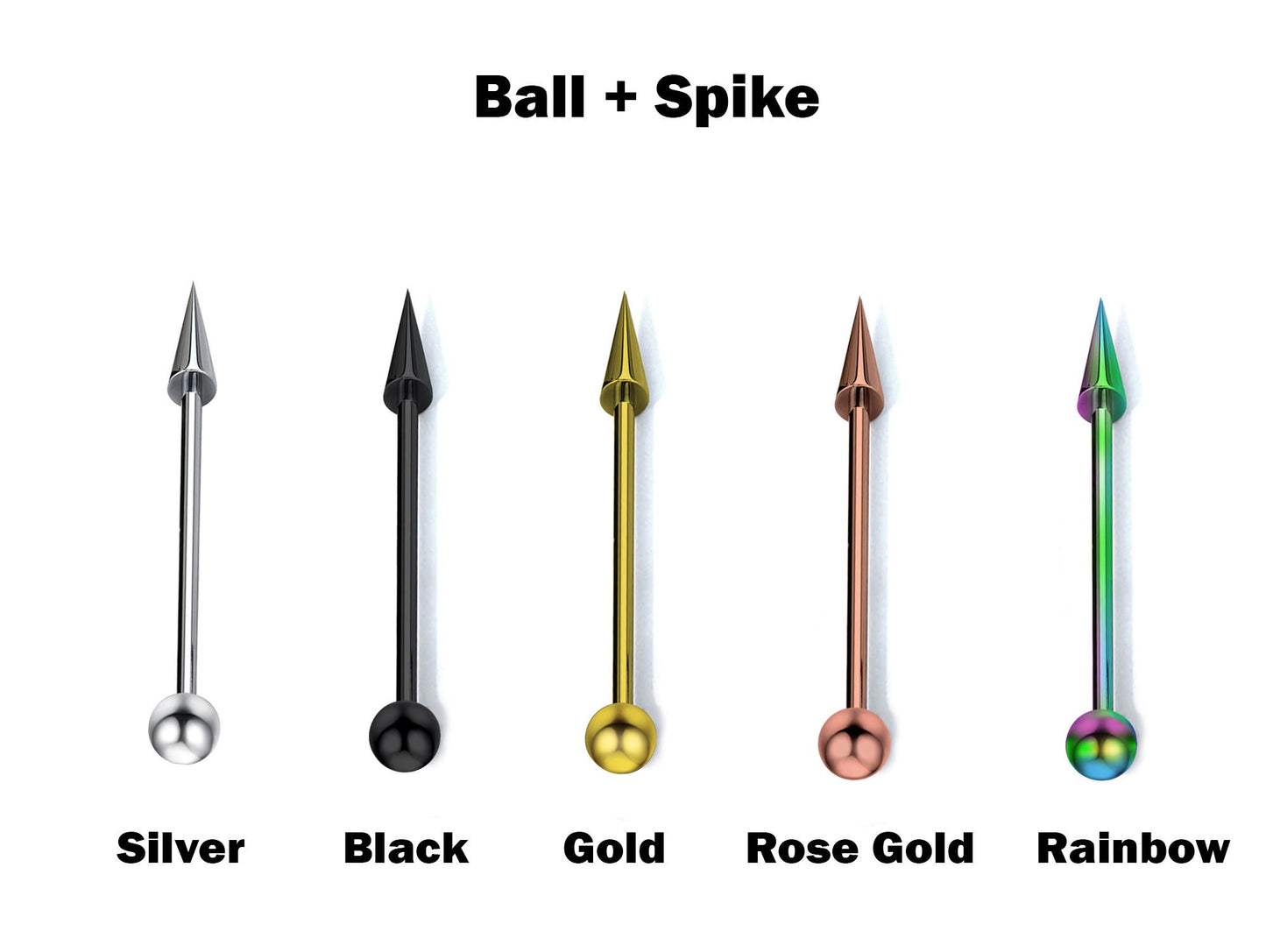 Titanium Nipple Jewelry BallConeSpike Barbell Industrial Bar, Nose Bridge, Nipple Barbell, Cartilage, Helix Barbell - 18G 16G 14G