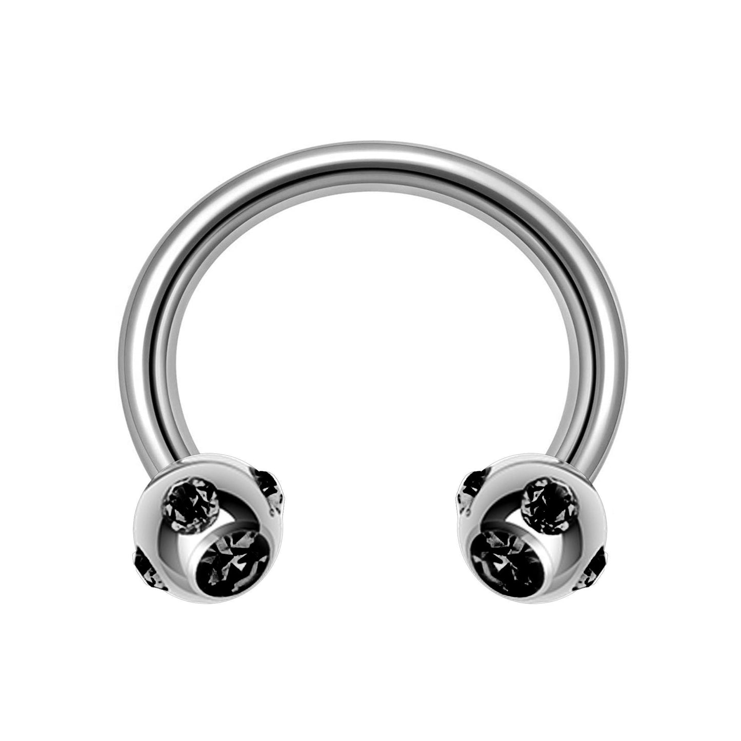 Circular Barbell, Multi Stone Horseshoe Septum Ring - 16G, 14G - Sizes 6mm to 16mm - Piercing for Nose, Eyebrow, Ears, Lip Ring, Nipple.