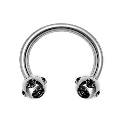 Circular Barbell, Multi Stone Horseshoe Septum Ring - 16G, 14G - Sizes 6mm to 16mm - Piercing for Nose, Eyebrow, Ears, Lip Ring, Nipple.