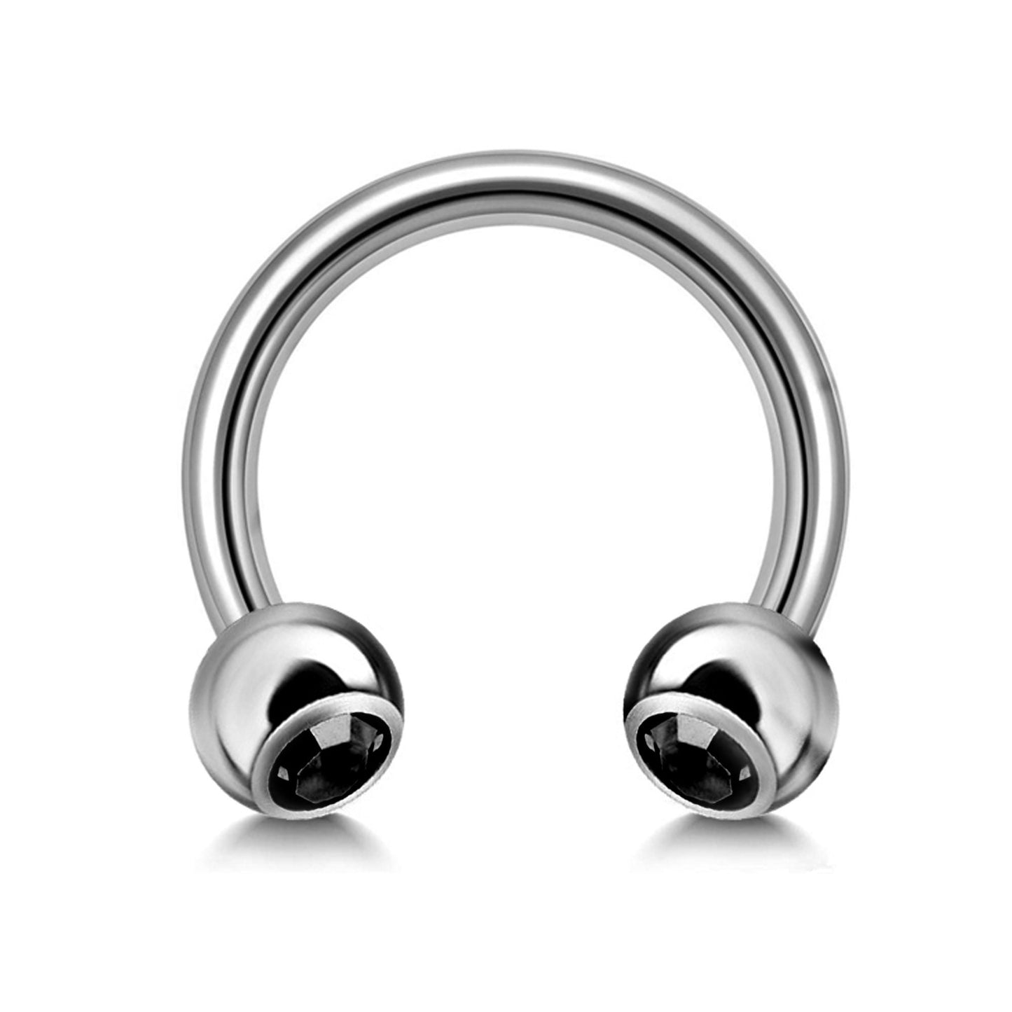 Titanium Circular Barbell with Gem Balls - Horseshoe Piercing 18g 16g 14g Sizes 10mm to 16mm - Piercing for Nose, Eyebrow, Lip Ring, Nipple.