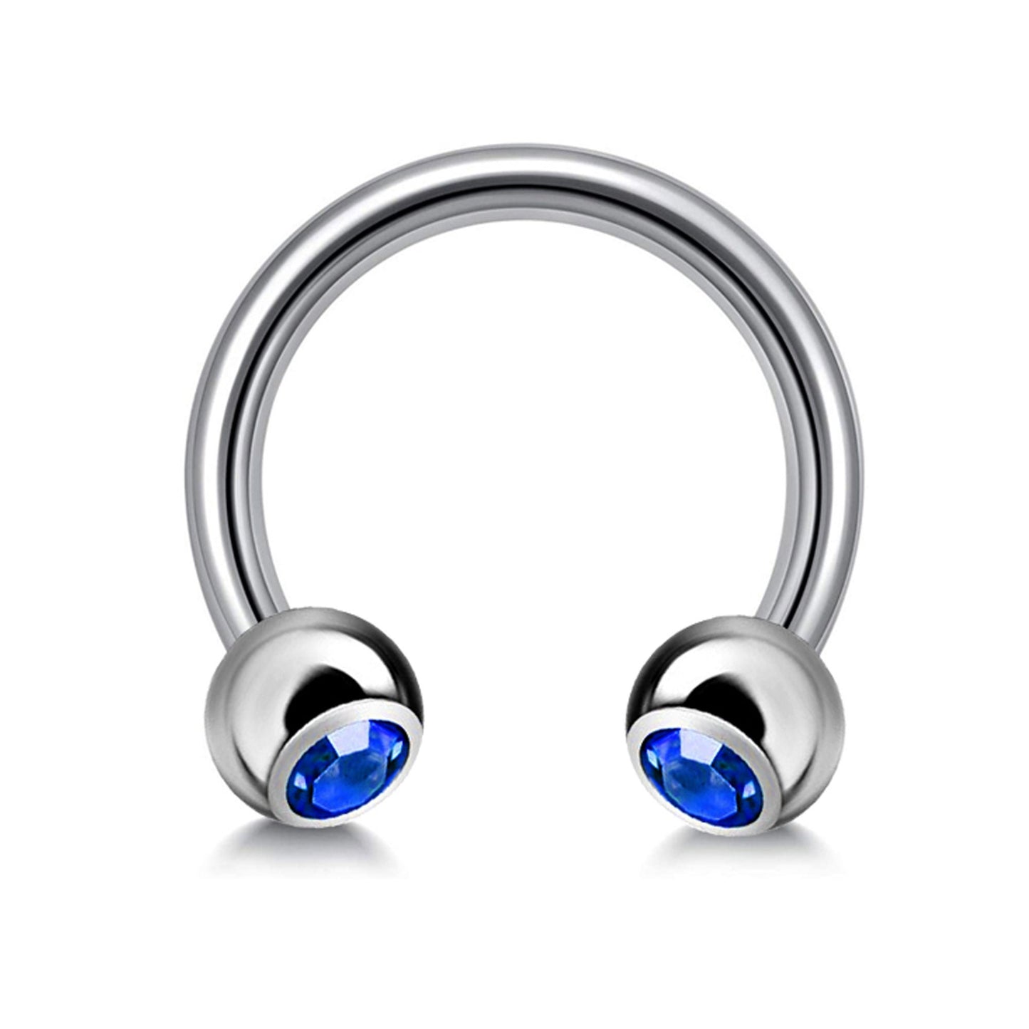 Titanium Circular Barbell with Gem Balls - Horseshoe Piercing 18g 16g 14g Sizes 10mm to 16mm - Piercing for Nose, Eyebrow, Lip Ring, Nipple.
