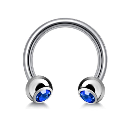 Titanium Circular Barbell with Gem Balls - Horseshoe Piercing 18g 16g 14g Sizes 10mm to 16mm - Piercing for Nose, Eyebrow, Lip Ring, Nipple.