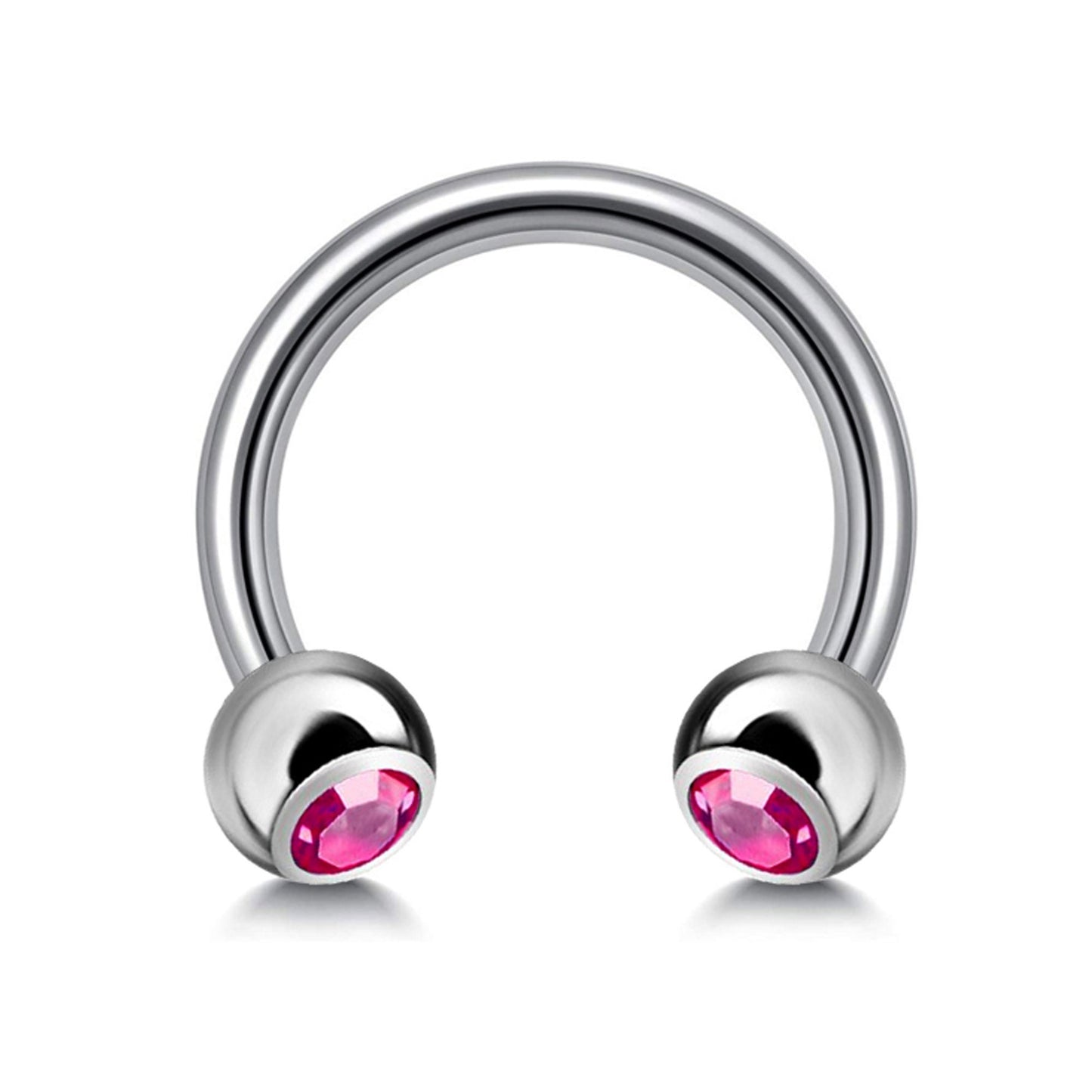 Titanium Circular Barbell with Gem Balls - Horseshoe Piercing 18g 16g 14g Sizes 10mm to 16mm - Piercing for Nose, Eyebrow, Lip Ring, Nipple.