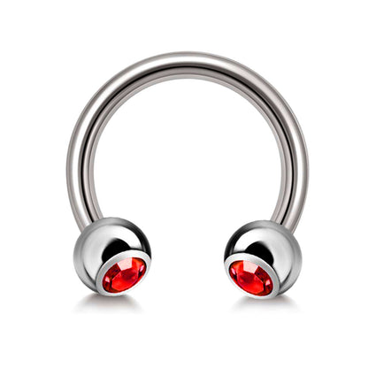 Titanium Circular Barbell with Gem Balls - Horseshoe Piercing 18g 16g 14g Sizes 10mm to 16mm - Piercing for Nose, Eyebrow, Lip Ring, Nipple.