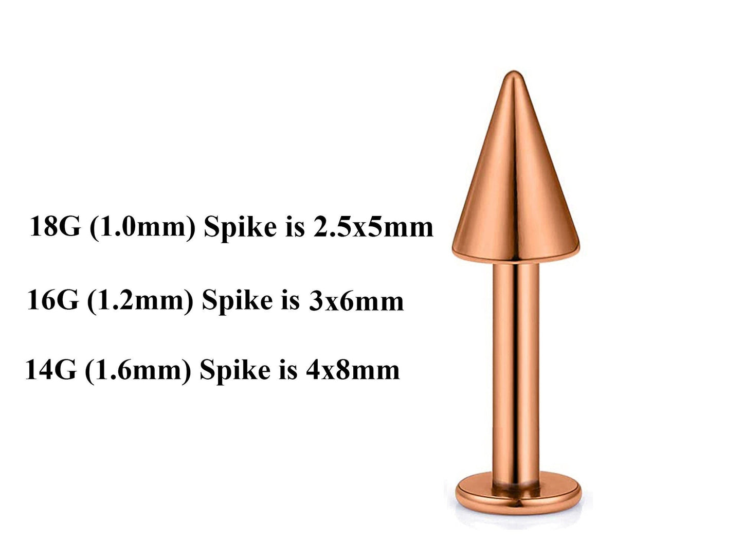 Rose Gold Labret Stud, Labret Piercing – Custom Lip Labret 18g 16g 14g Labret Piercing for Lip, Chin – Choose Top Ball in the Options