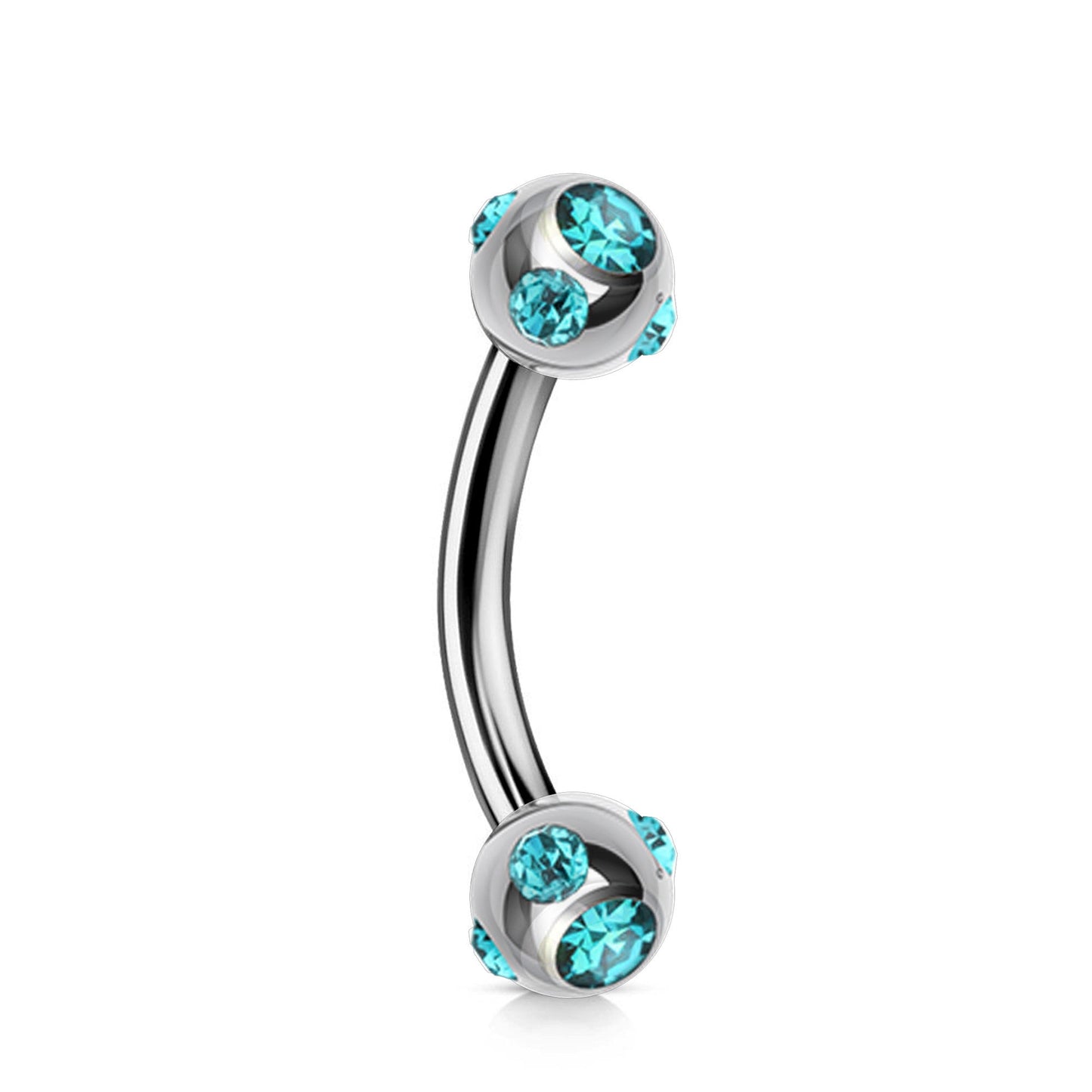 Curved Barbell - Multi Stone Set Barbell Piercing - 18g 16g 14g - Piercing for Cartilage, eyebrow piercing, Daith, Tragus, Helix and More.