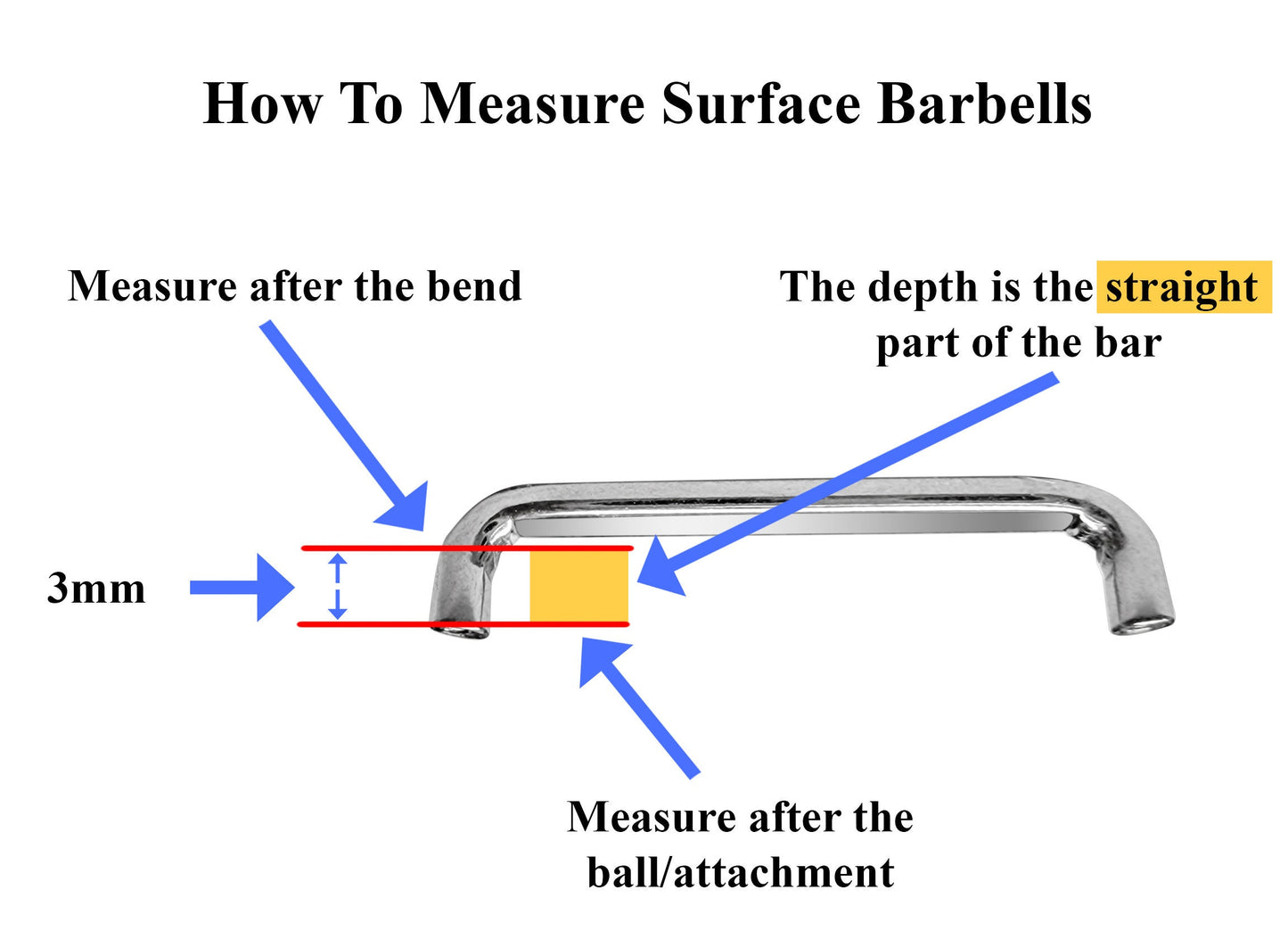 Flat Surface Piercing Jewelry, Titanium Staple Barbell - Internally Threaded Dermal Bar with Pyramid Top Gem Crystal