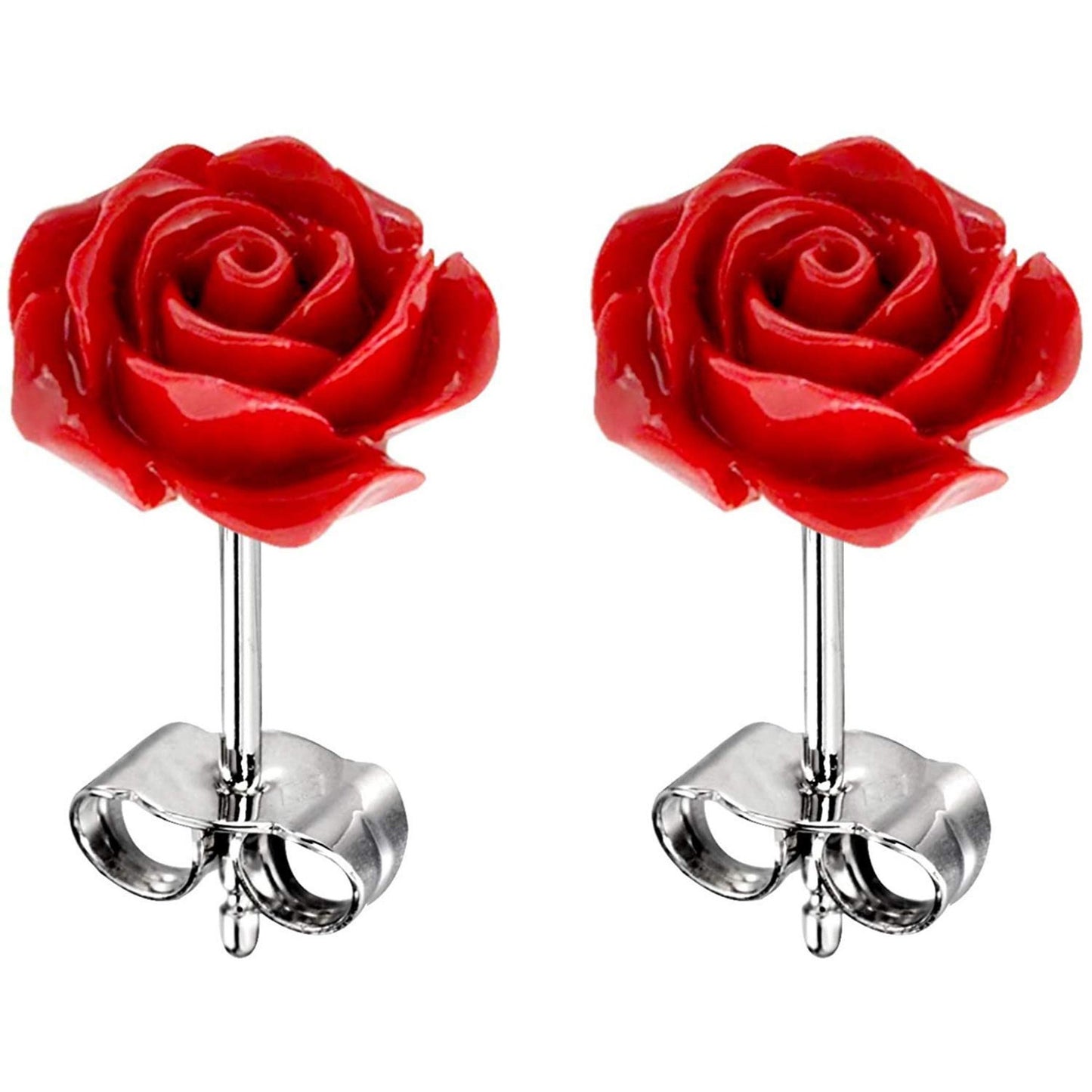 Rose Stud Earrings - Lovely Rose design and Look Really Pretty - Resin Rose Flower Earrings for all Occasions
