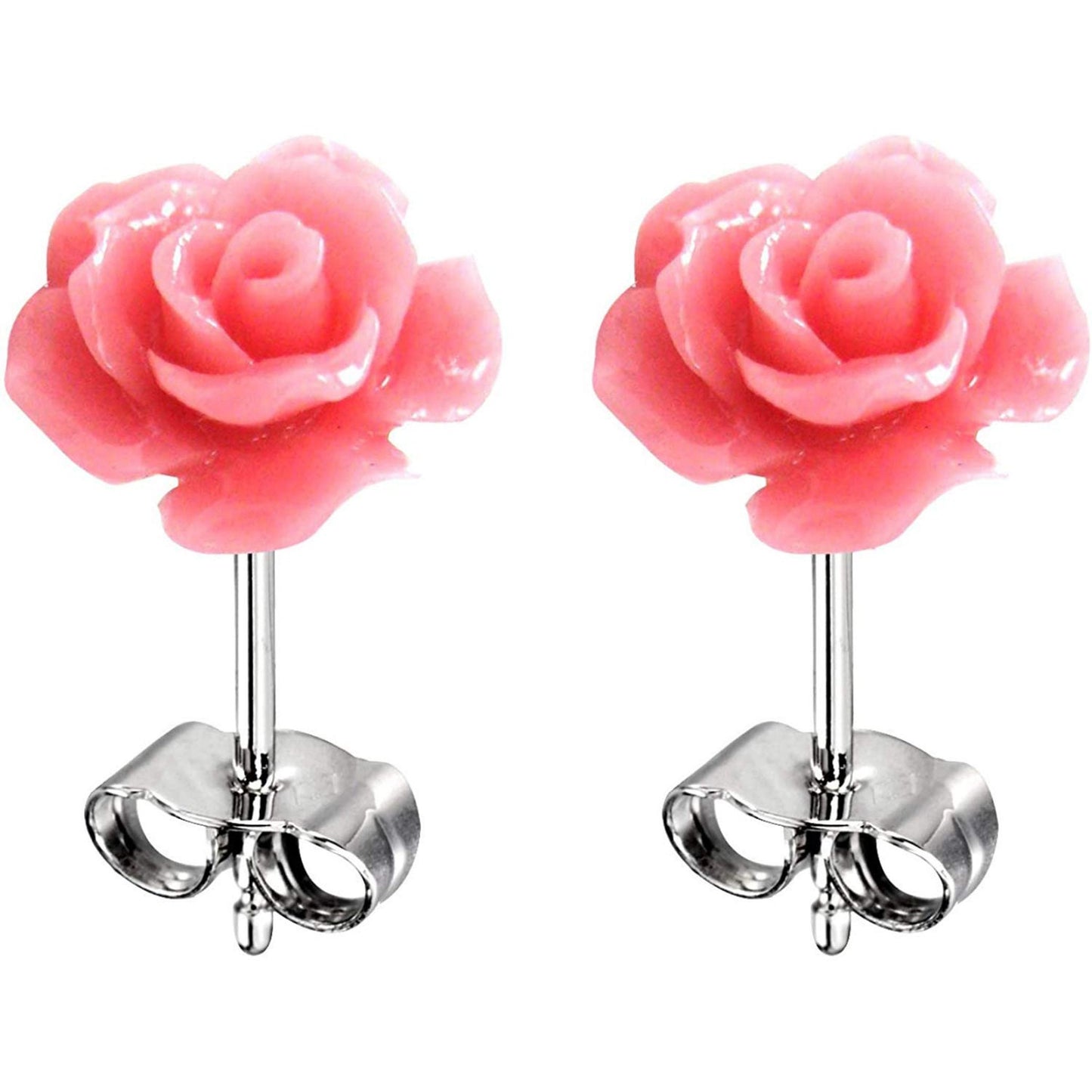 Rose Stud Earrings - Lovely Rose design and Look Really Pretty - Resin Rose Flower Earrings for all Occasions