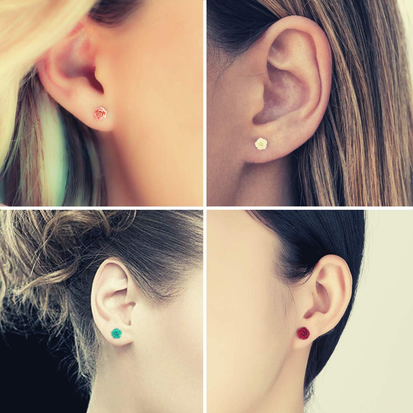 Rose Stud Earrings - Lovely Rose design and Look Really Pretty - Resin Rose Flower Earrings for all Occasions