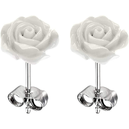 Rose Stud Earrings - Lovely Rose design and Look Really Pretty - Resin Rose Flower Earrings for all Occasions