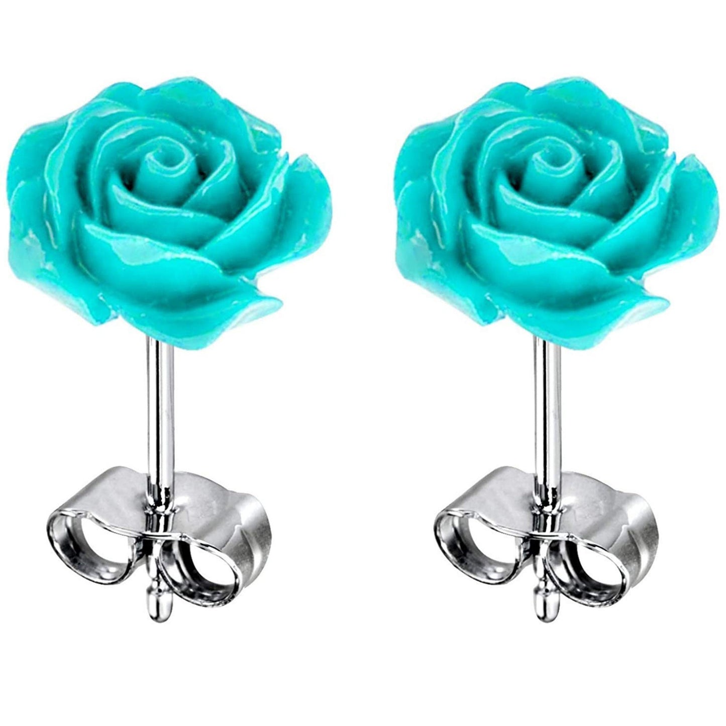 Rose Stud Earrings - Lovely Rose design and Look Really Pretty - Resin Rose Flower Earrings for all Occasions