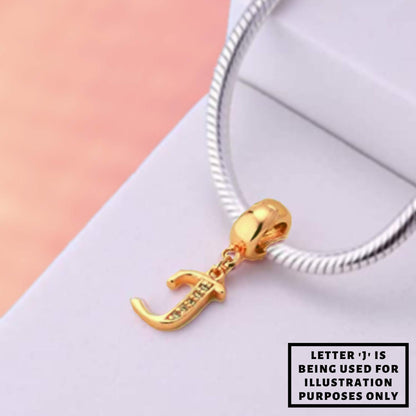 Gold Charm Letters, Initial Charm - Alphabet Letters for Charm Necklaces and Bracelet- Compatible for all types of European Bracelets