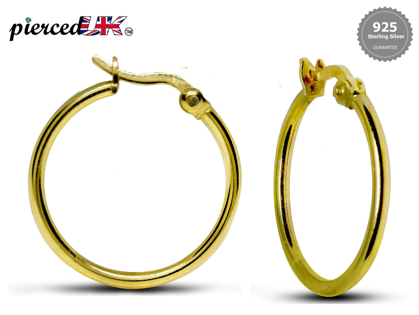 Silver Hoop Earrings - Latch Back Hoop Earrings for Women - Comes in Sizes of 14mm to 20mm - Silver, Gold, Rose Gold