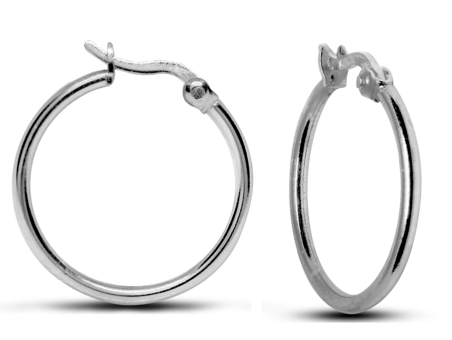 Silver Hoop Earrings - Latch Back Hoop Earrings for Women - Comes in Sizes of 14mm to 20mm - Silver, Gold, Rose Gold