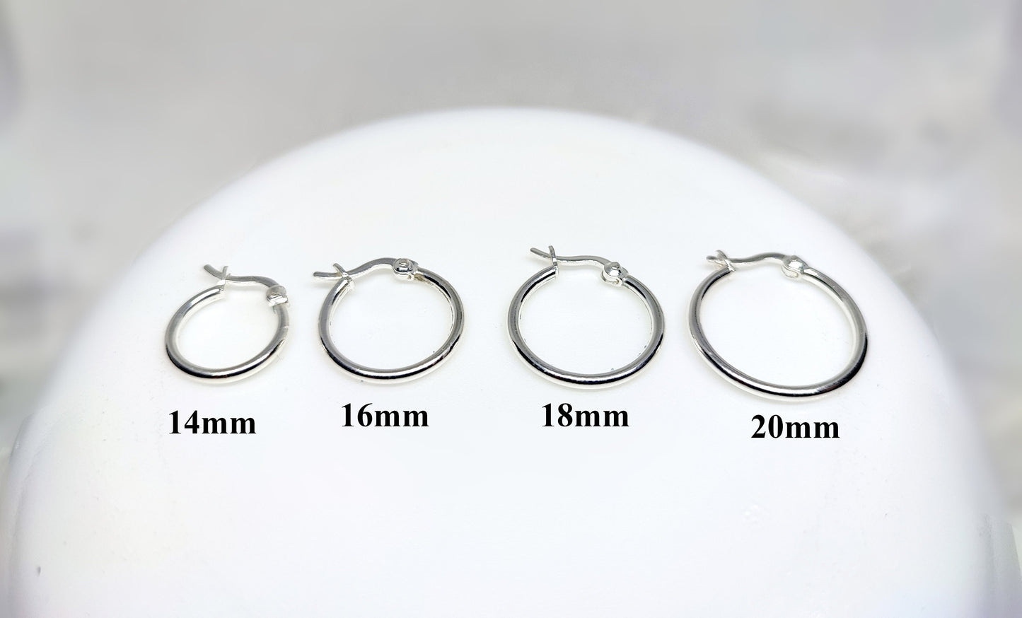 Silver Hoop Earrings - Latch Back Hoop Earrings for Women - Comes in Sizes of 14mm to 20mm - Silver, Gold, Rose Gold