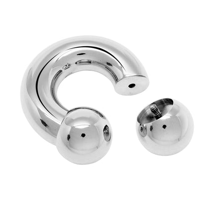 Horseshoe Septum Ring, Nose Ring - 2pcs Surgical Steel Horseshoe piercing (CBB) - 10g to 00g - size 12mm to 19mm - Internally Threading