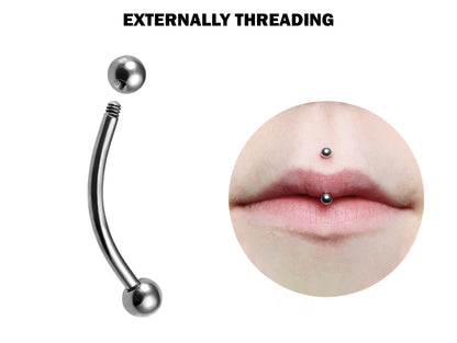 Titanium Jestrum Piercing, Lip Curved Bar Jewelry - External / Internal 18g 16g 14g Bent Barbell Body Piercing also for Rook, Daith, Eyebrow